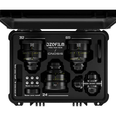 DZOFilm 24, 32, 65mm T2.8 Gnosis Macro Prime 3-Lens Kit (LPL with PL and EF Mounts, Feet)