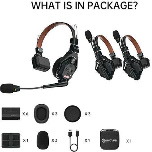 Hollyland Solidcom C1 Pro-3S Full-Duplex Wireless Intercom System with 3 Headsets (1.9 GHz)