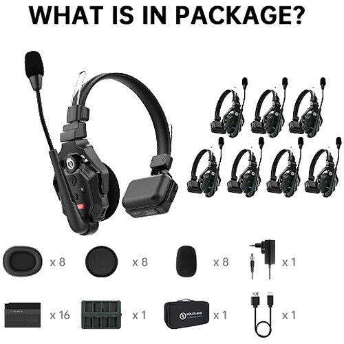 Hollyland Solidcom C1-8S Full-Duplex Wireless DECT Intercom System with 8 Headsets (1.9 GHz) without Hub