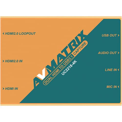 AVMATRIX UC2218 4K Dual HDMI to USB-C 3.1 Video Capture Device