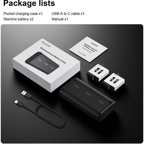 TELESIN GP-PT-G01 POCKET CHARGER KIT WITH 2 STAMINA BATTERIES FOR GOPRO HERO11/10/9