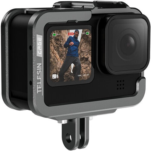 TELESIN ALUMINUM ALLOY CAGE VERTICAL FRAME FOR GOPRO 11/10/9 WITH SOFT COVER GP-FMS-G11-TZ