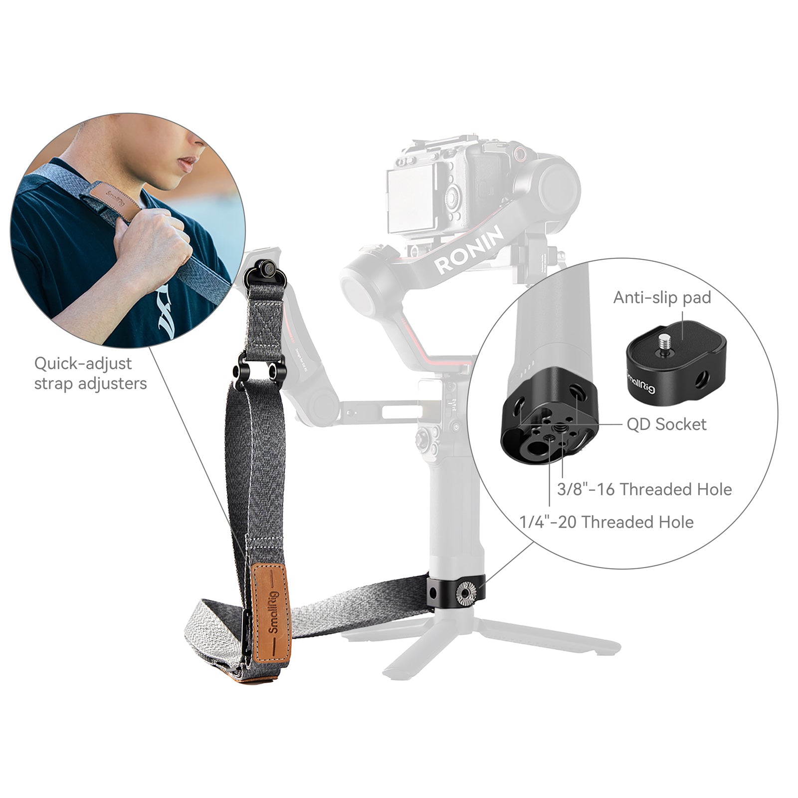 SmallRig Weight-Reducing Shoulder Strap for DJI RS 2 / 3 / 3 Pro