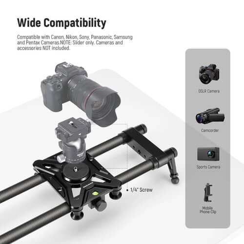 Neewer CS80CM Carbon Fiber Camera Slider and Carry Bag (31.5")