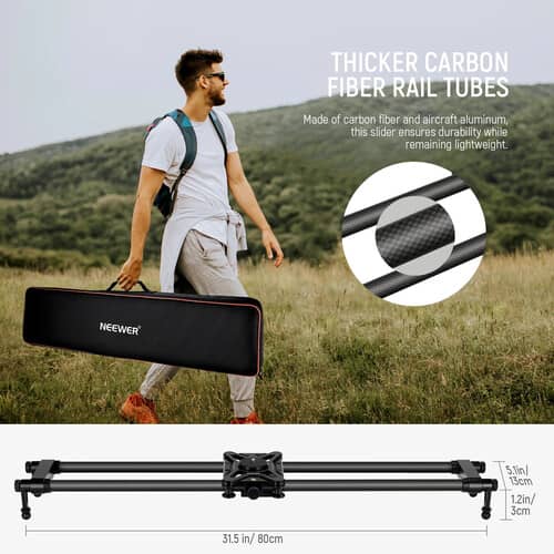 Neewer CS80CM Carbon Fiber Camera Slider and Carry Bag (31.5")