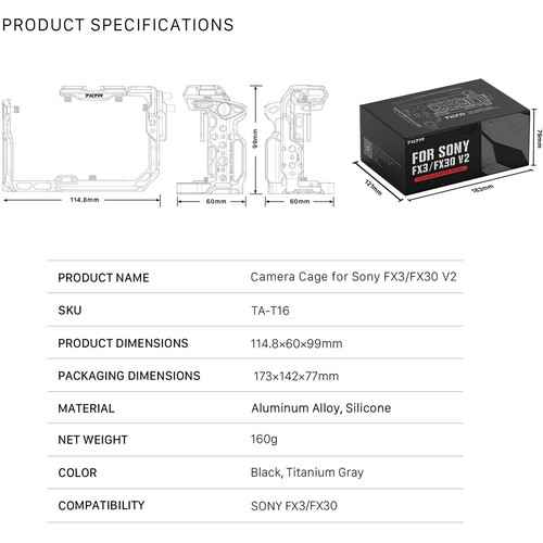 Tilta Camera Cage Pro Kit v2 for Sony FX3 and FX30 Black (TA-T16-C-B)