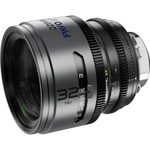 DZOFilm PAVO 2x Anamorphic 32/55 T2.1 and 100mm T2.4 3-Lens Set (Blue Coating, PL/EF Mount, Feet)