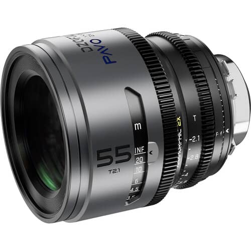 DZOFilm PAVO 2x Anamorphic 32/55 T2.1 and 100mm T2.4 3-Lens Set (Blue Coating, PL/EF Mount, Feet)