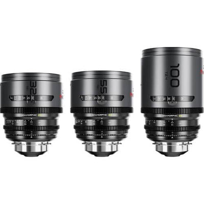 DZOFilm PAVO 2x Anamorphic 32/55 T2.1and 100mm T2.4 3-Lens Set (Neutral Coating, PL/EF Mount, Feet)