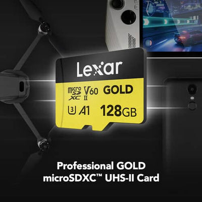 Lexar 128GB GOLD microSDXC™ UHS-II cards