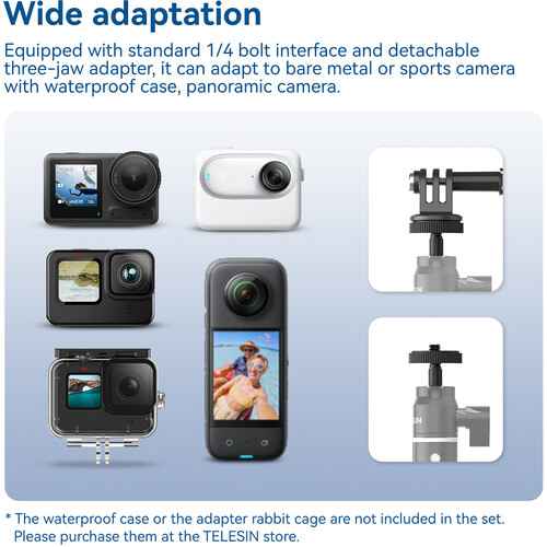 TELESIN Aluminum Alloy Extendable Selfie Stick