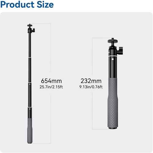 TELESIN Aluminum Alloy Extendable Selfie Stick