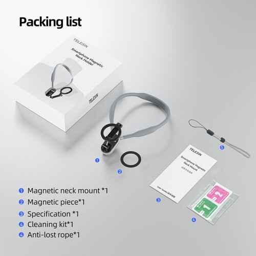 TELESIN Magnetic Smartphone Neck Mount (Gray)