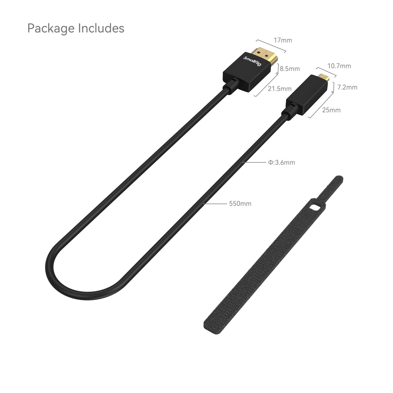 SmallRig Ultra-Slim 4K HDMI Data Cable (D to A) (55cm)