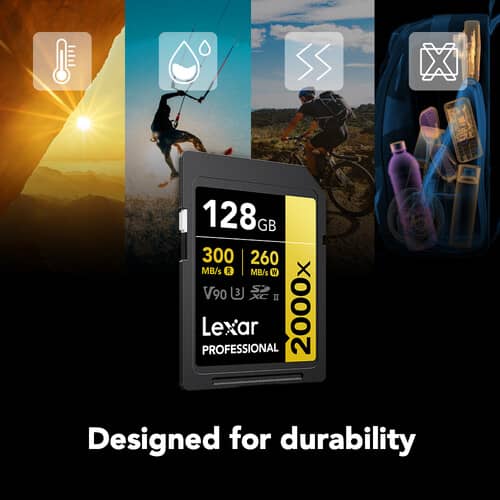 128GB Lexar® Professional 2000x SDHC™ UHS-II cards