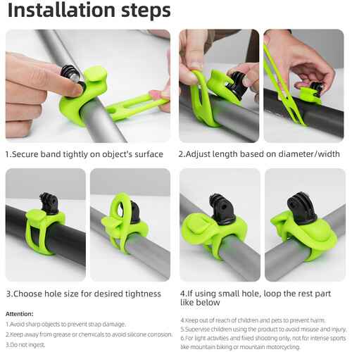TELESIN Rubber Handlebar Mount for Action Cameras (Black)