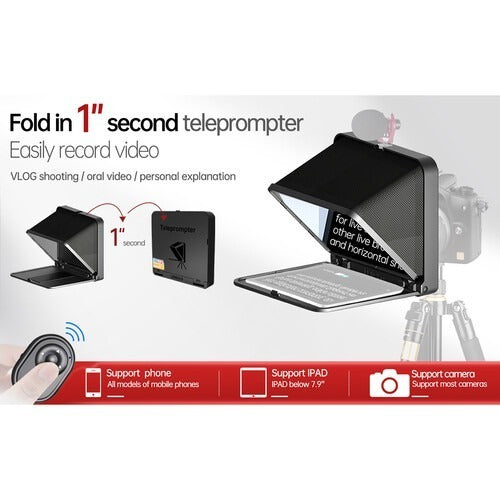 LENSGO TC7 Portable Teleprompter for Smartphones, Tablets and Select DSLR/Mirrorless Cameras