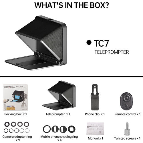 LENSGO TC7 Portable Teleprompter for Smartphones, Tablets and Select DSLR/Mirrorless Cameras