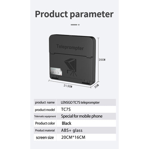 LENSGO TC7S Portable Teleprompter for Smartphones180