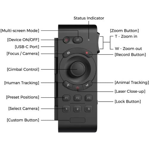 OBSBOT Smart Remote Controller with USB Charging Cable for Tail Air PTZ Camera 