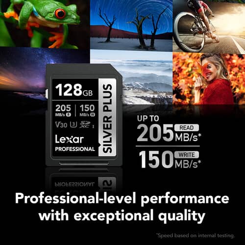 Lexar 128GB Professional SILVER PLUS SDXC™ UHS-I cards
