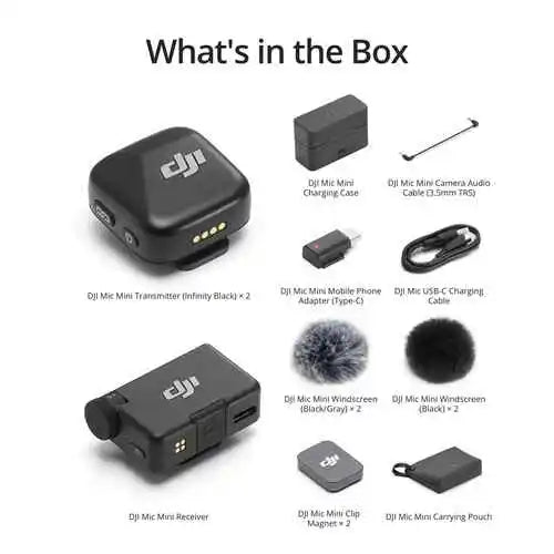 DJI Mic Mini 2-Person Compact Wireless Microphone- 1 Year Manufacturing Warranty
