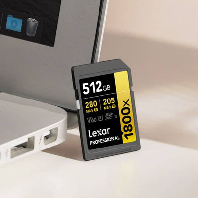 Lexar 512GB Professional 1800x SDXC™ UHS-II cards