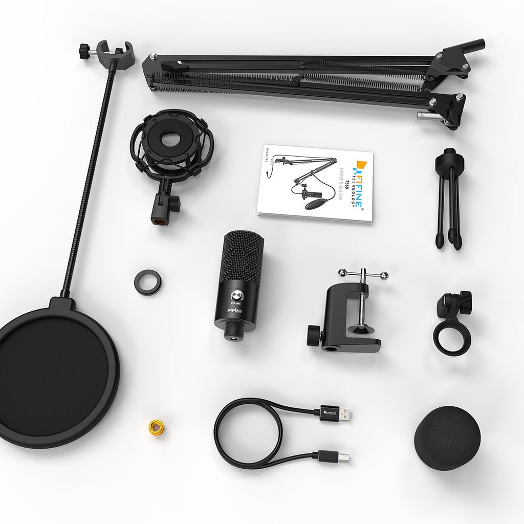 FIFINE T669 USB Mic Bundle with Arm Stand, Shock Mount and Pop Filter for Streaming, Podcasting