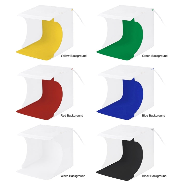 PULUZ 20cm Ring LED Panel Folding Portable Light Photo Lighting Studio Shooting Tent Box Kit with 6 Colors Backdrops (Black, White, Orange, Red, Green, Blue)