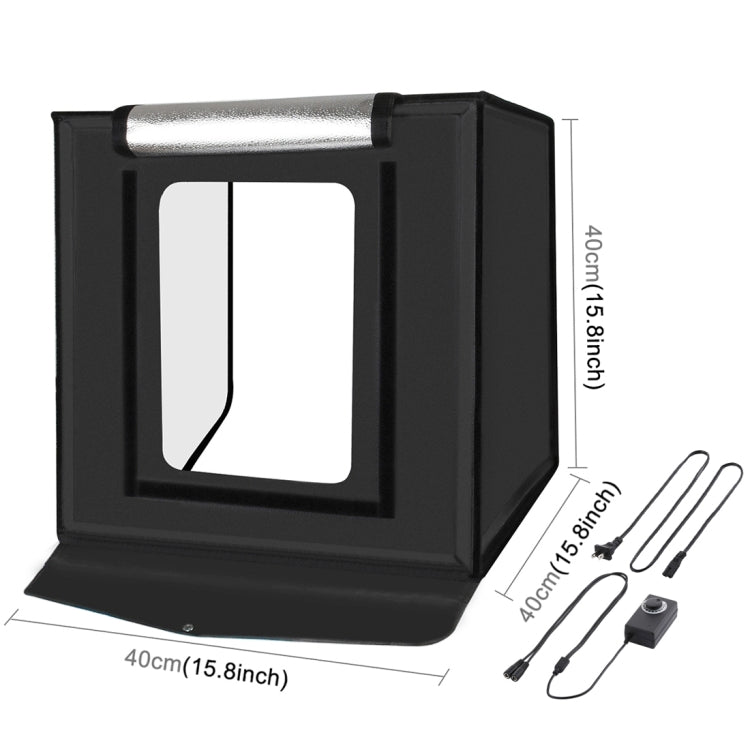 PULUZ 40cm Folding Portable 30W 5500K White Light Photo Lighting Studio Shooting Tent Box Kit with 6 Colors Backdrops (Black, Orange, White, Red, Green, Blue), Size: 40cm x 40cm x 40cm