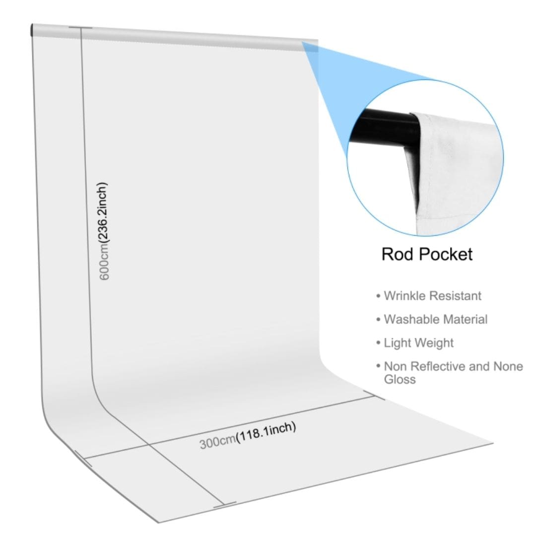PULUZ 3m x 6m Photography Background Thickness Photo Studio Background Cloth Backdrop (White) PU5206W