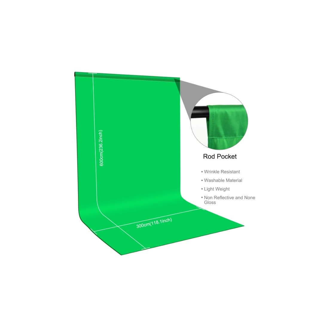 PULUZ 3m x 6m Photography Background Thickness Photo Studio Background Cloth Backdrop (Green) PU5206G