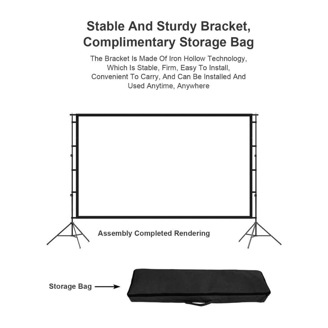 Flashhawk AV169-120inch Projector Screen 16:9 4K HD with Stand for Outdoor and Indoor Wall Hanging 2-in-1 with Carry Bag &amp; Ground Nails