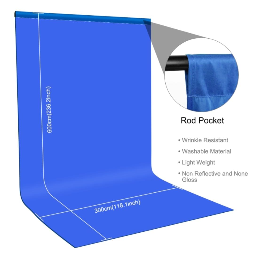 Puluz 3m x 6m Photography Background Thickness Photo Studio Background Cloth Backdrop (Blue) PU5206L