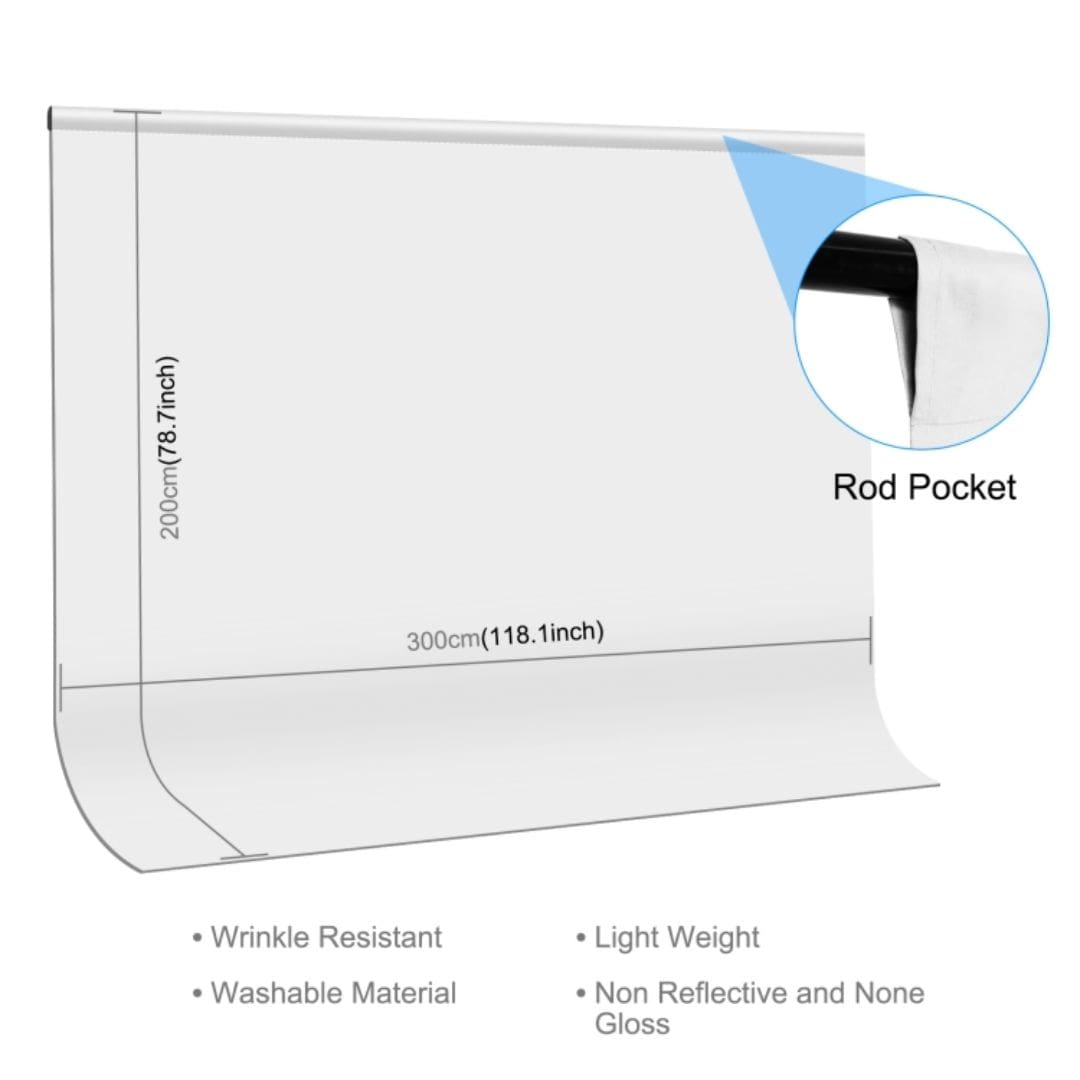 Puluz 3m x 2m Photography Background Thickness Photo Studio Background Cloth Backdrop (White) PU5214W