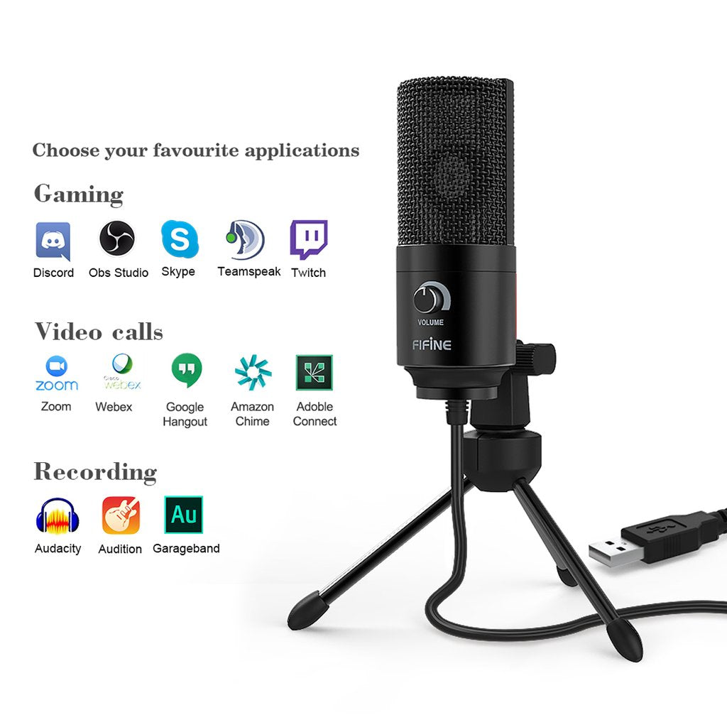 FIFINE K669B USB Microphone with Volume Dial For Streaming, Vocal Recording, Podcasting on Computer
