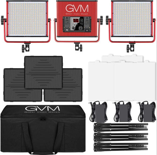 GVM 520LS-R Bi-Color LED 3-Panel Kit (Red)