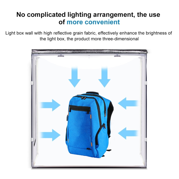 PULUZ 80cm Folding Portable 80W 8500LM White Light Photo Lighting Studio Shooting Tent Box Kit with 3 Colors Backdrops (Black, White, Orange)
