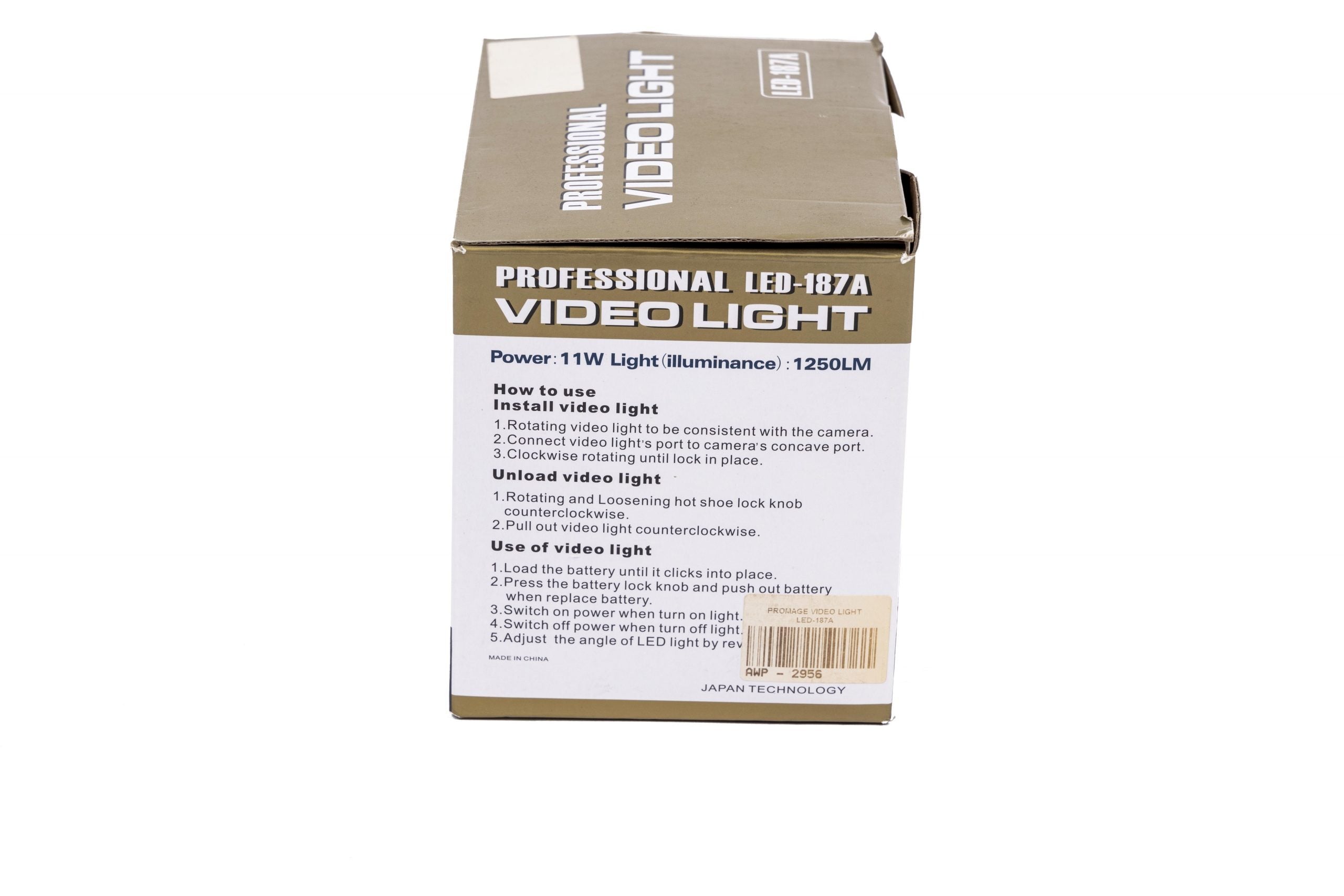 PROMAGE PROFESSIONAL VIDEO LIGHT LED187A