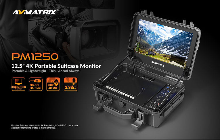 AVMATRIX PM1250 12.5" 4K PORTABLE SUITCASE MONITOR