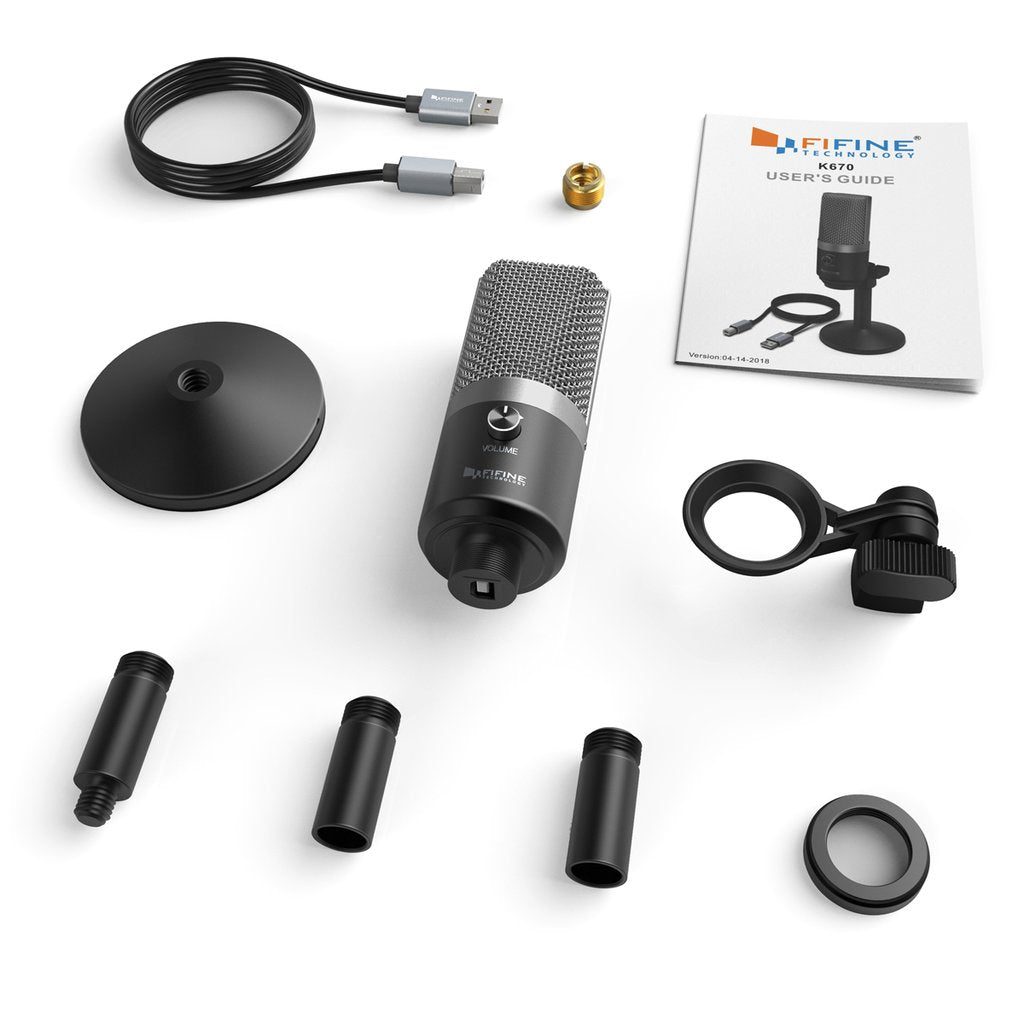 FIFINE K670B USB Mic with a Live Monitoring Jack for Streaming Podcasting on Mac/Windows