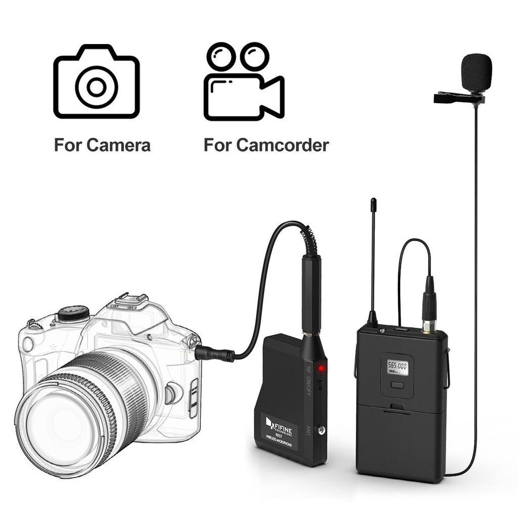 FIFINE K037B Wireless System with Lapel Mic and Headset for Speaker, Camera, Android and iPhone
