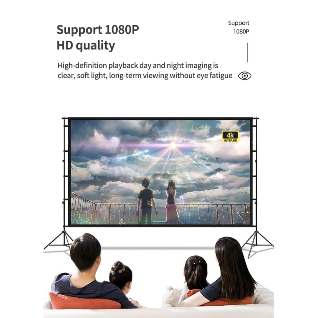 Flashhawk AV169-120inch Projector Screen 16:9 4K HD with Stand for Outdoor and Indoor Wall Hanging 2-in-1 with Carry Bag &amp; Ground Nails
