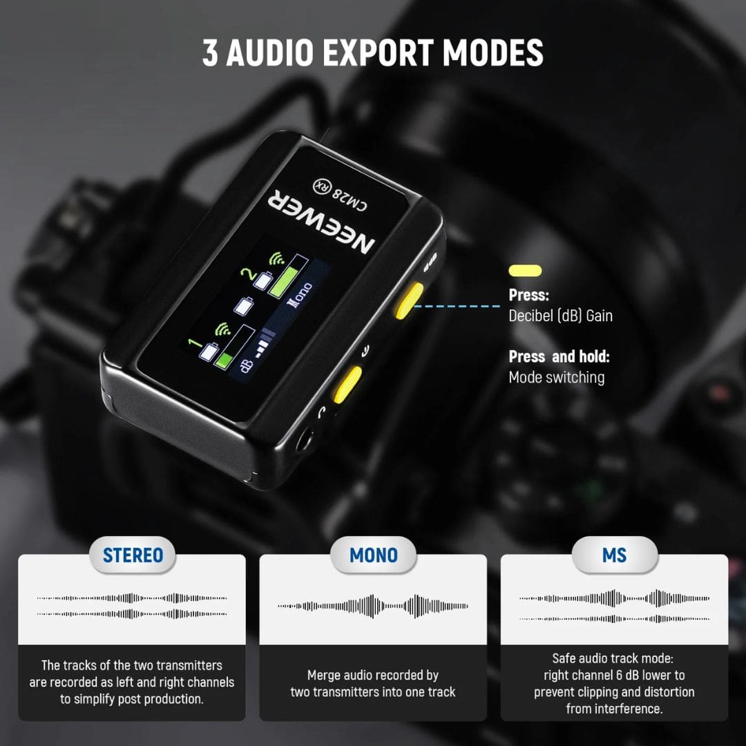 NEEWER CM28 Wireless Lavalier Lapel Microphone with Charging Case