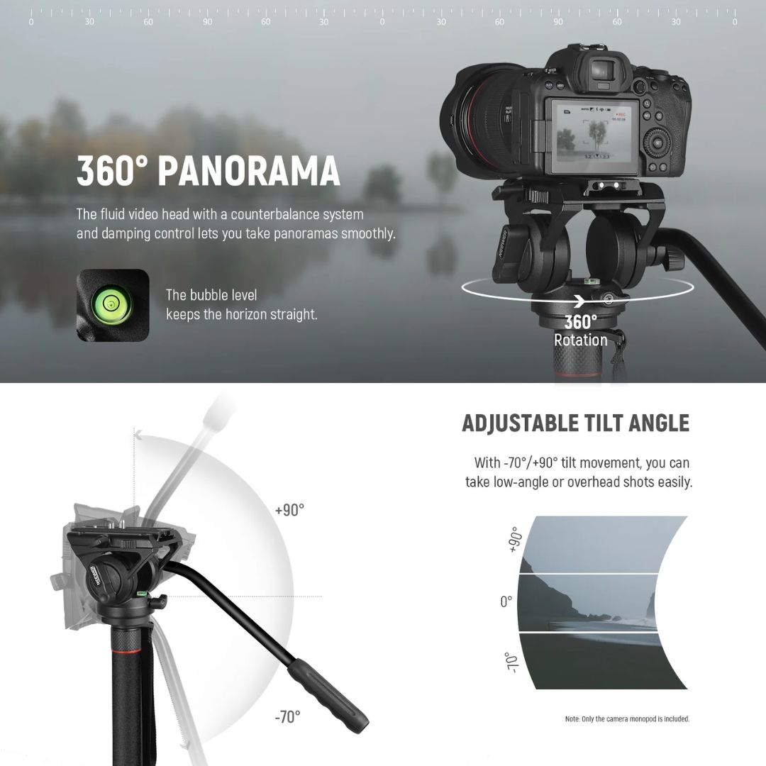 Neewer Aluminum Alloy Monopod with Fluid Head