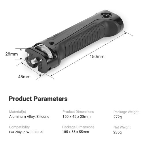 SmallRig Handle for Zhiyun Weebill-S with Integrated Cold Shoe, Wrench, and Multiple Threaded Holes - 2636