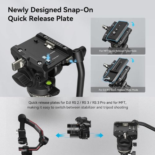 SmallRig CT210 Video Tripod with Fluid Head and Reversible Center Column 4475