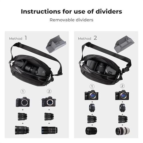 K&amp;F Concept 2-in-1 Sling Bag: Everyday Shoulder Bag &amp; Multifunction Photography Crossbody Camera DSLR Backpack Portable Bag