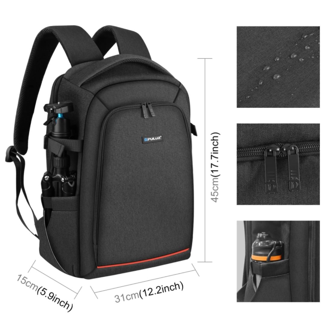 Puluz Outdoor Portable Waterproof Scratch-Proof Dual Shoulders Backpack Handheld PTZ Stabilizer Camera Bag with Rain Cover for Digital Camera, DJI Ronin-SC / Ronin-S (Black) PU5015B