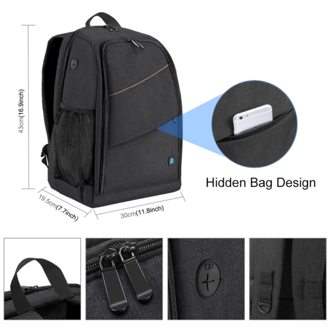 Puluz Outdoor Portable Waterproof Scratch-Proof Dual Shoulders Backpack Handheld PTZ Stabilizer Camera Bag with Rain Cover for Digital Camera, DJI Ronin-SC / Ronin-S (Black) PU5011B